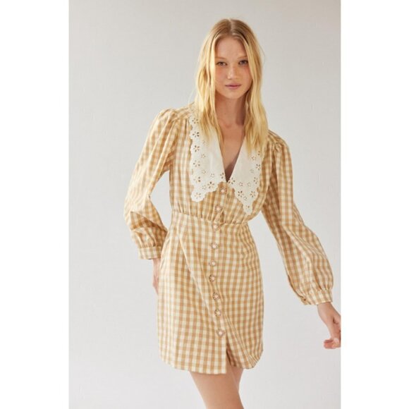 💕SISTER JANE💕 Honey Gingham Mini Dress ~ Primrose/ Yellow Small S NWT - Picture 4 of 16